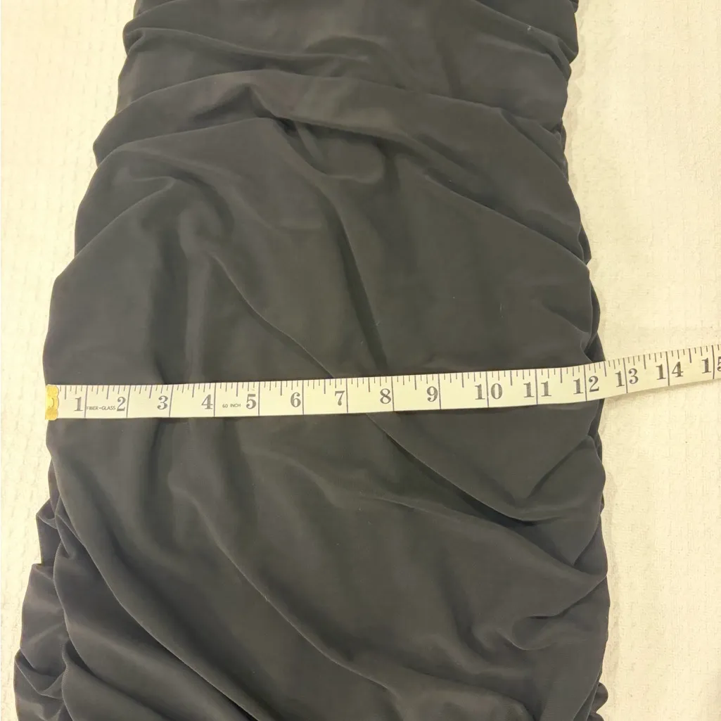 NWT Club L London Between The Lines Black Ruched Mesh Bodycon Midi Dress 8 FLAW - Image 14