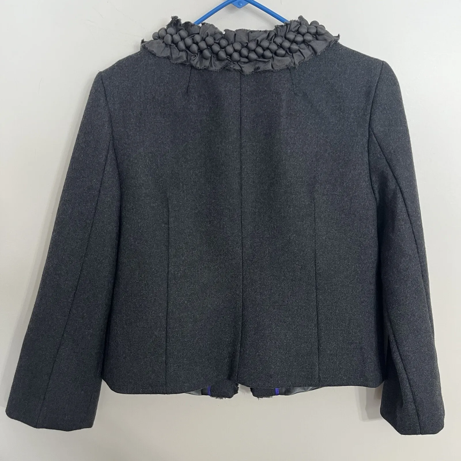 J Crew Women's Gray 100% Wool Astrid Berry Cropped Jacket Blazer Size 8 - Image 2