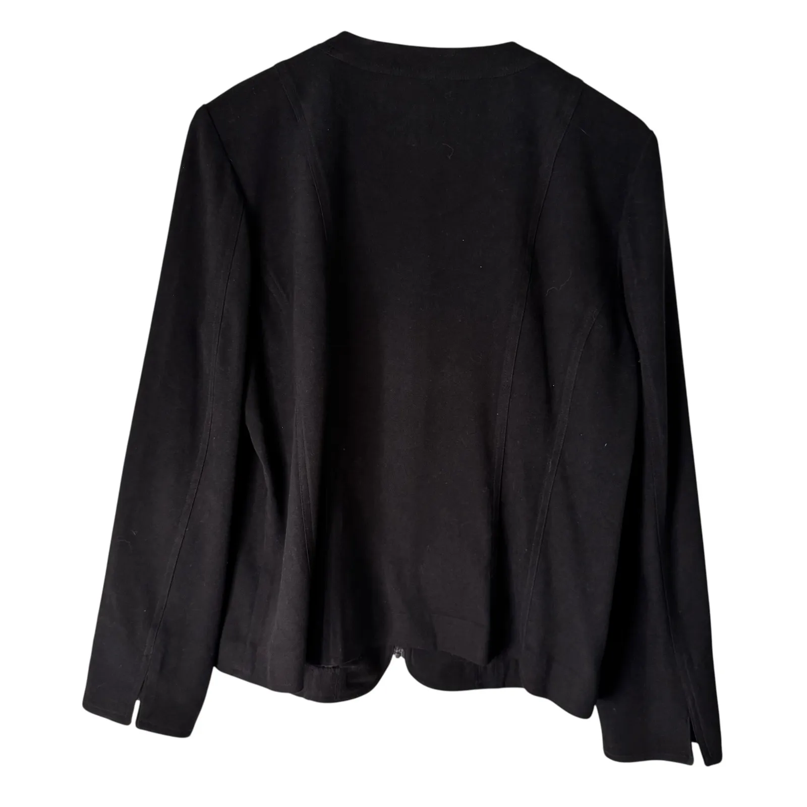 JM Collection Womens Black Zip Front Collarless Jacket Blazer Size 12 - Image 9