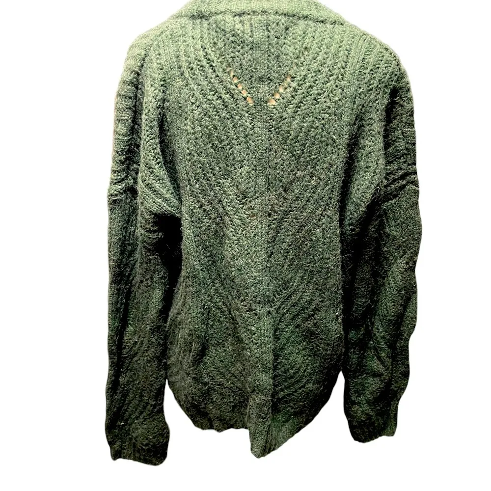 Madewell Women's Charley Sweater Crewneck Cableknit Forest Green Size medium - Image 5