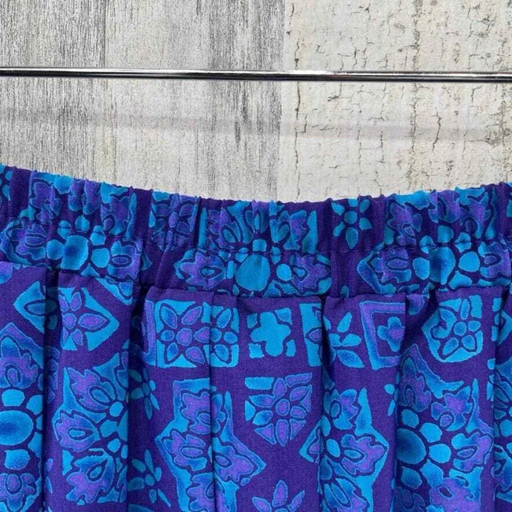 Leslie Fay Skirt Top‎ Set Womens 16 Petite Blue Purple Floral Pleated Scarf - Image 10