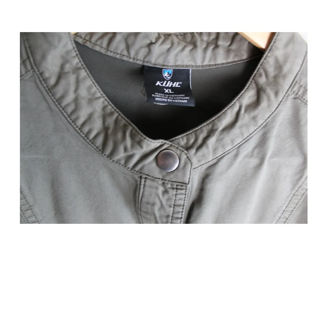 Kuhl  Women Jacket XL Solid Olive‎ Snap Button Soft Shell Cotton Blend - Image 6