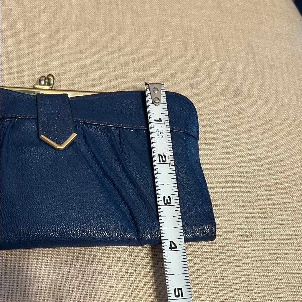 Vintage Moroccan Navy Blue Leather Wallet with Coin Kiss - Image 10