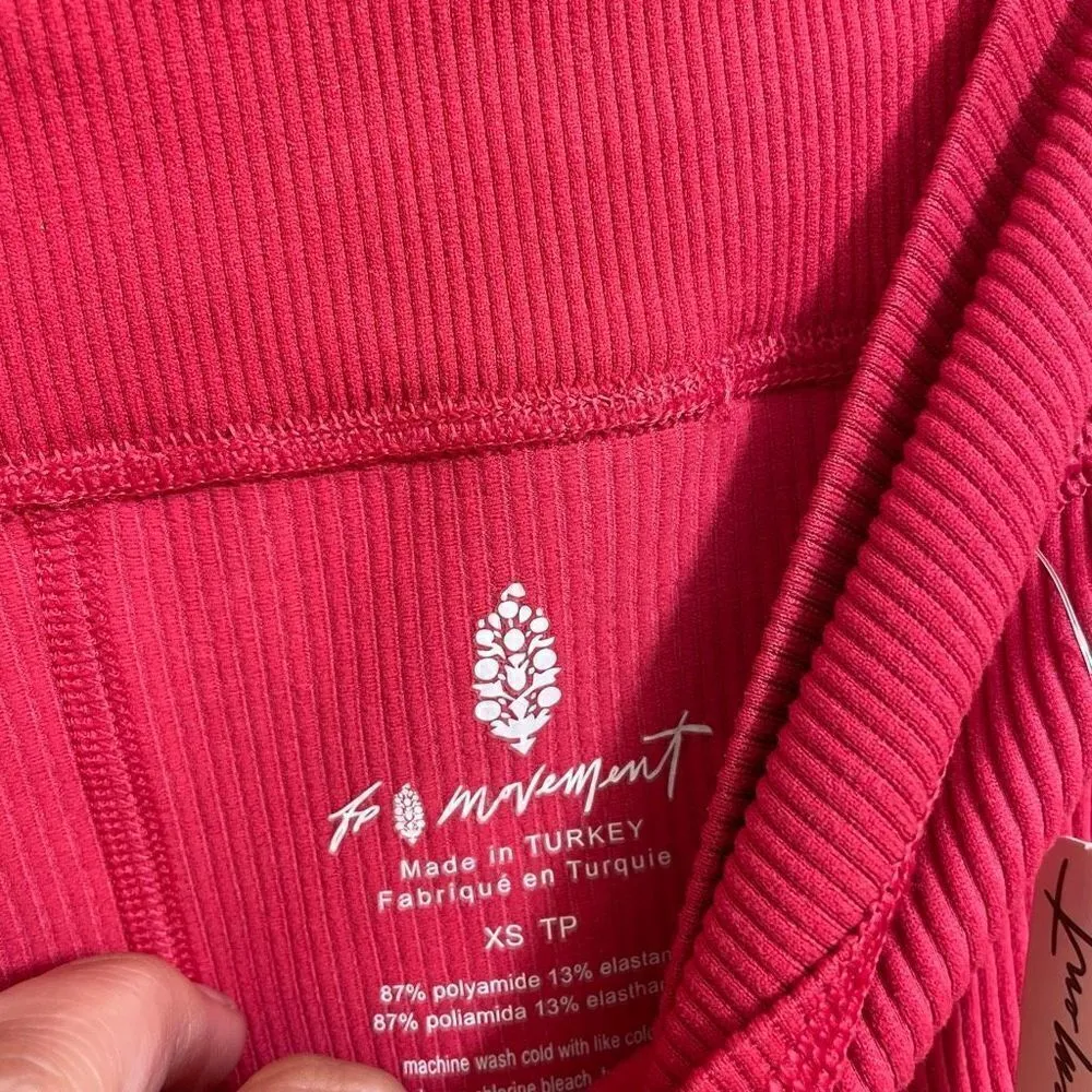 Free People Movement Free Throw Ribbed Hot Pink Bike Shorts Passion Fruit XS - Image 4