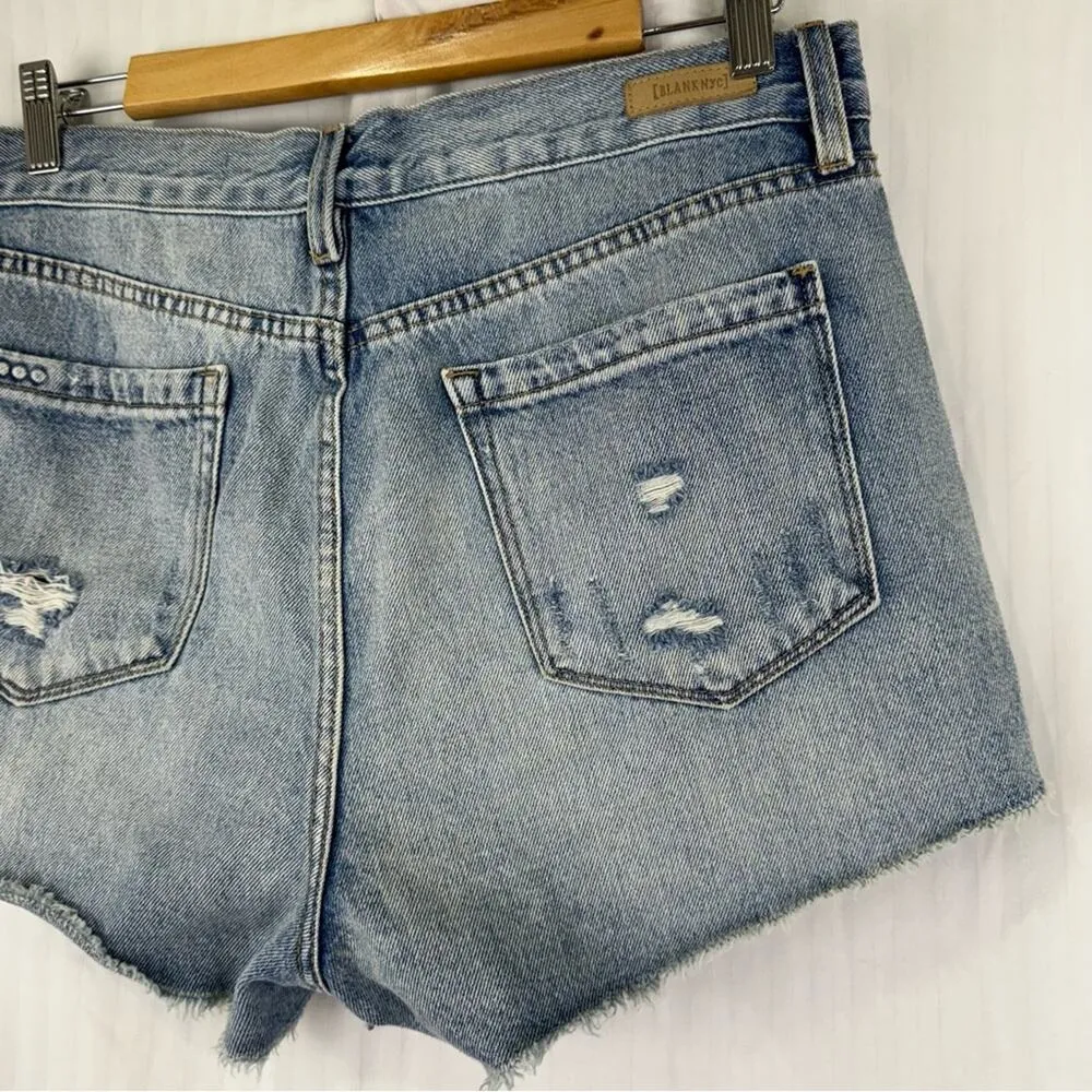 Blank NYC Distressed Cut-Off Denim Jean shorts Light Wash %100 Cotton Daisy Duke - Image 7