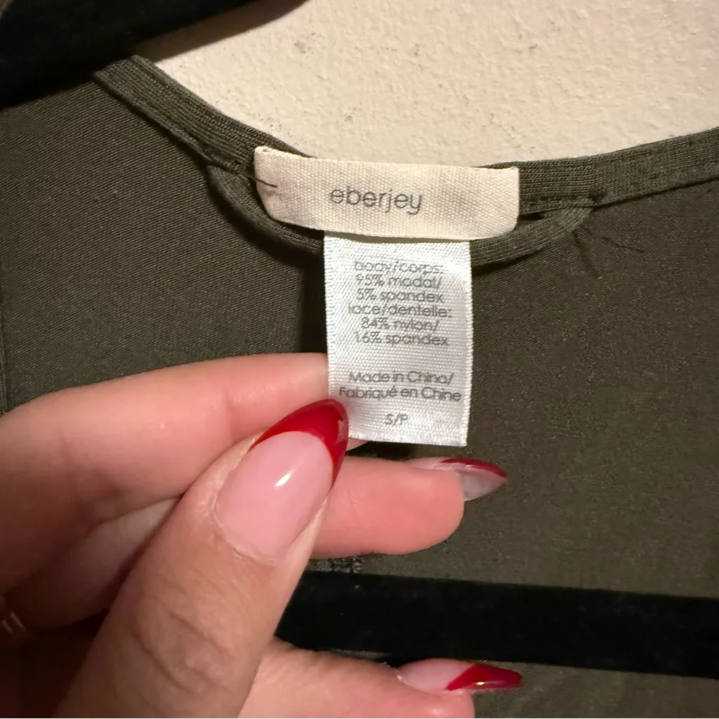 Eberjey Beatrix Full Lace Avocado Green Robe- Size Small - Image 8