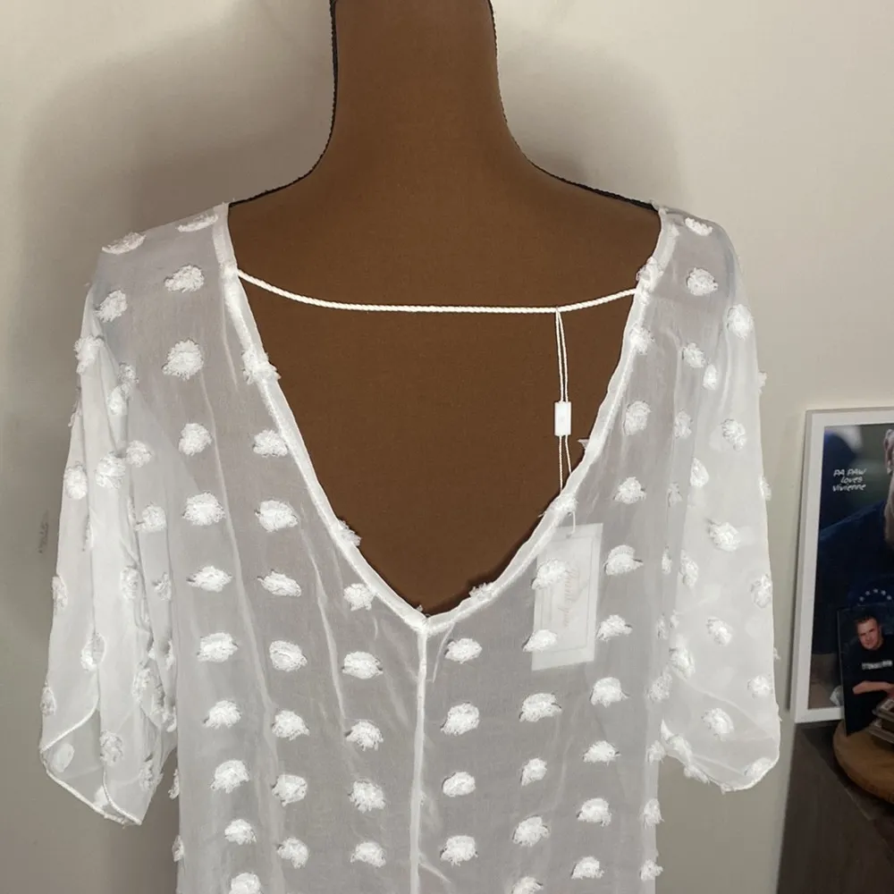 White Swiss dot tassel bikini coverup dress size L Size L - Image 8