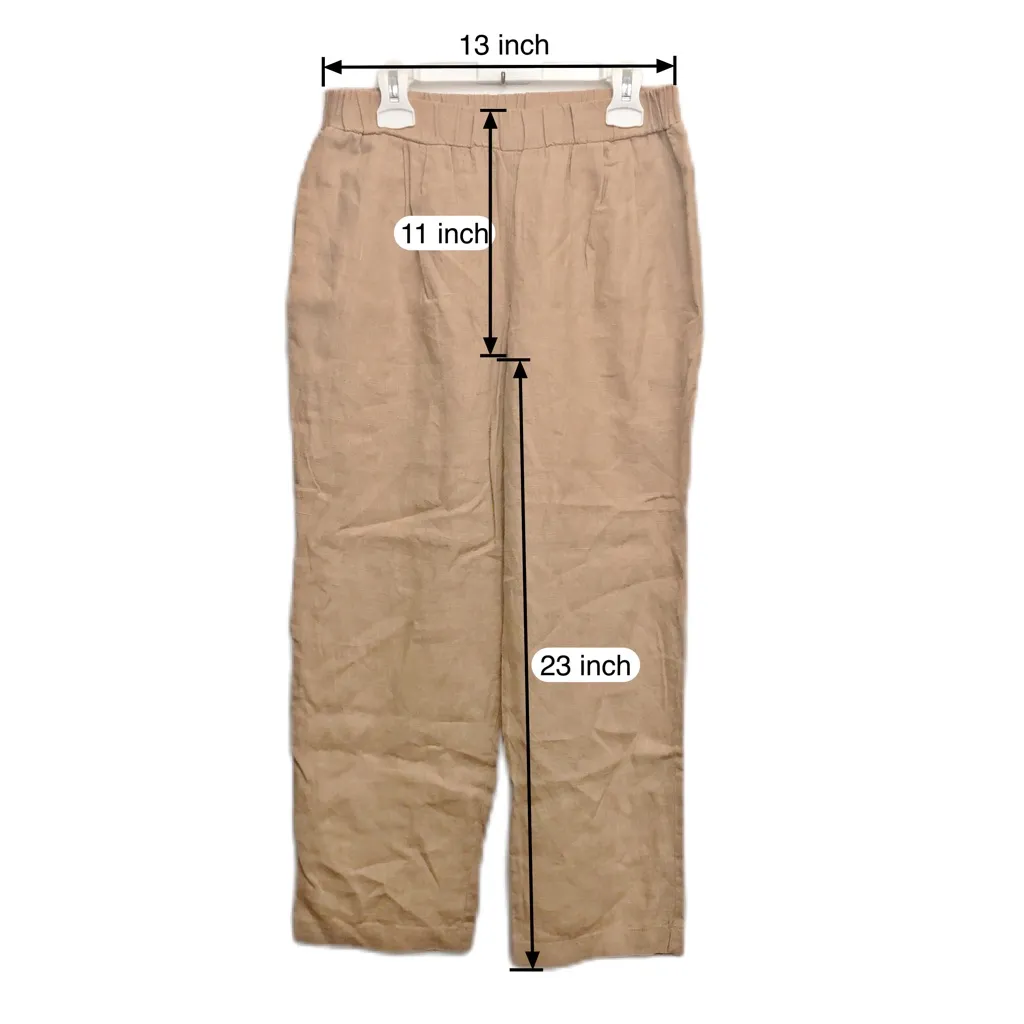 It is Well LA Womens 100% Linen Pants Pull On Crop Lagenlook Granola Indie Tan S - Image 8