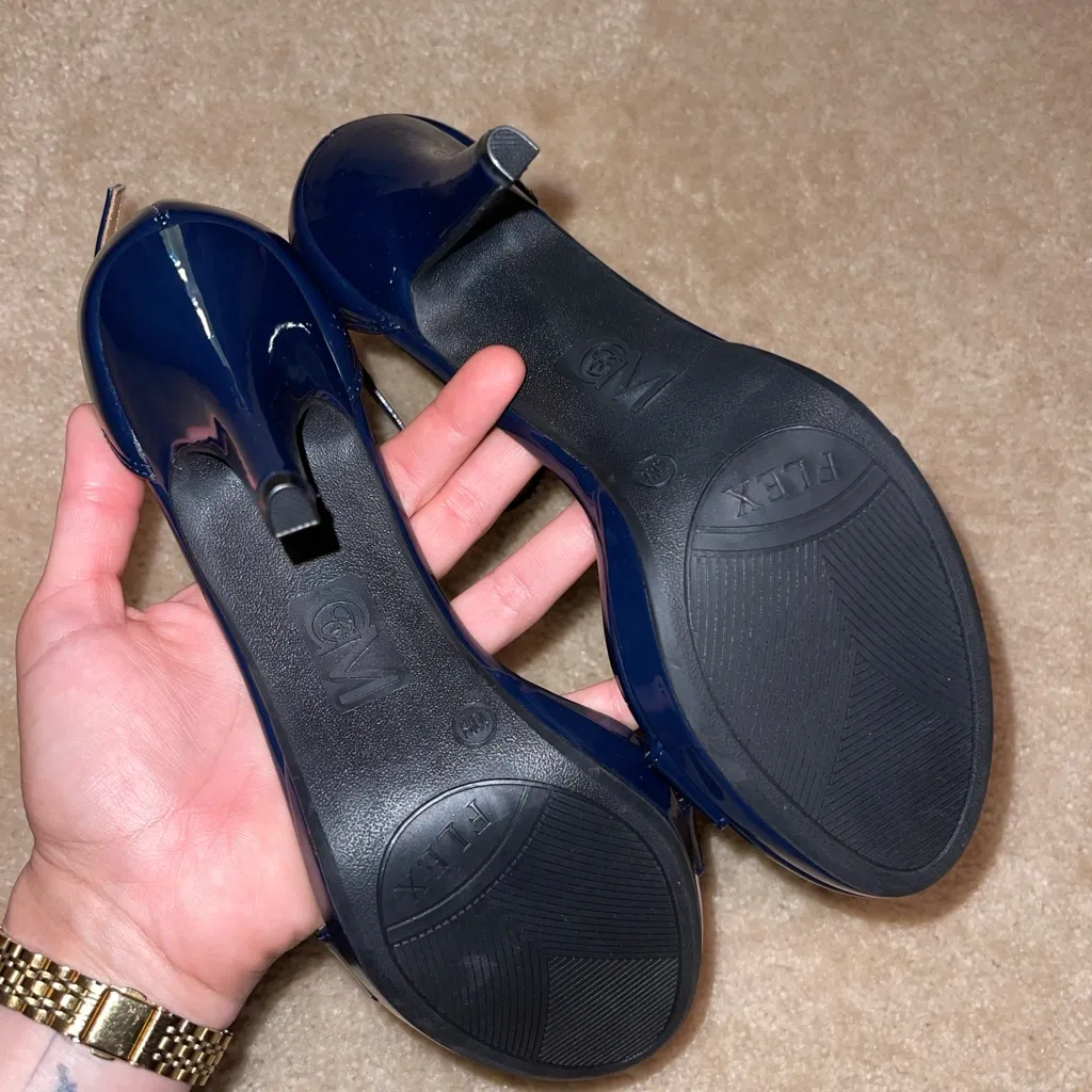 Elegant Black High Heel Sandals Blue Size 10 - Image 7