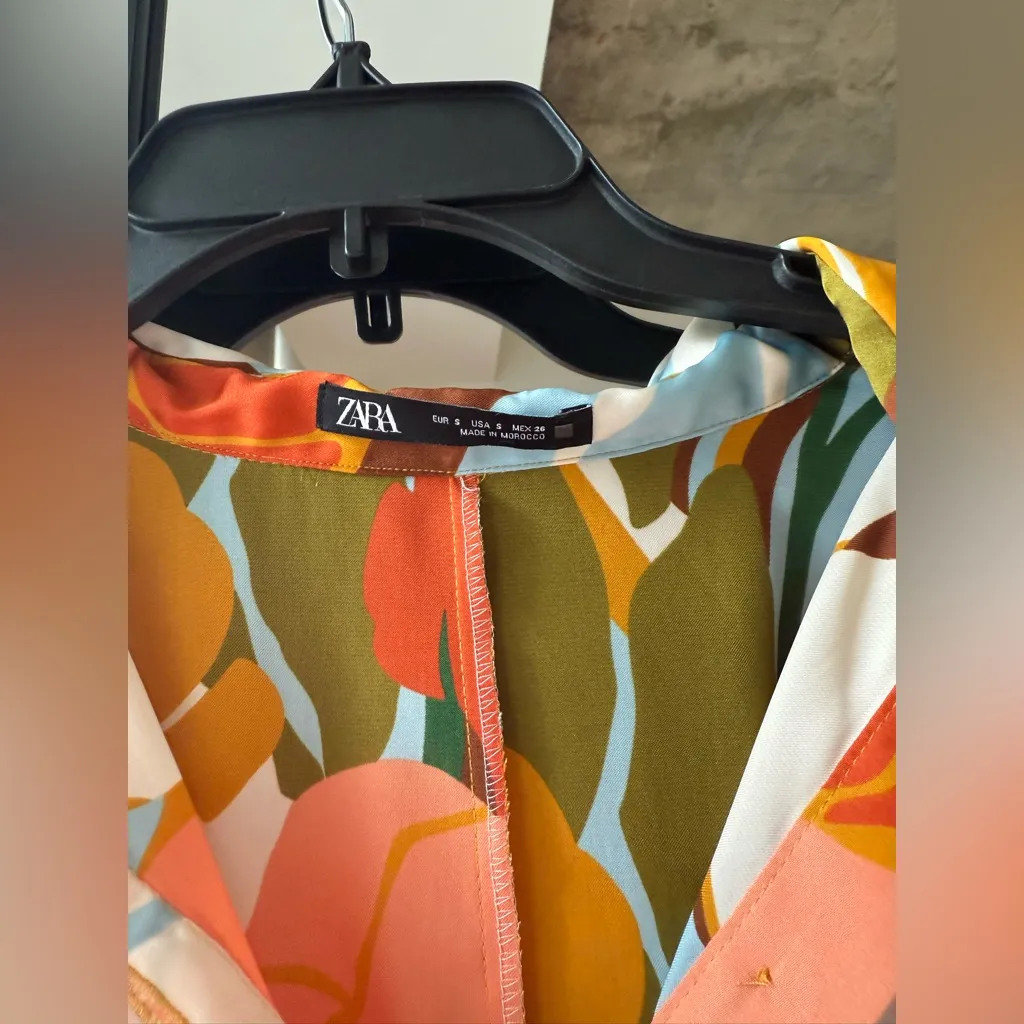 Zara Silk Button Down Dress with Belt - Image 3