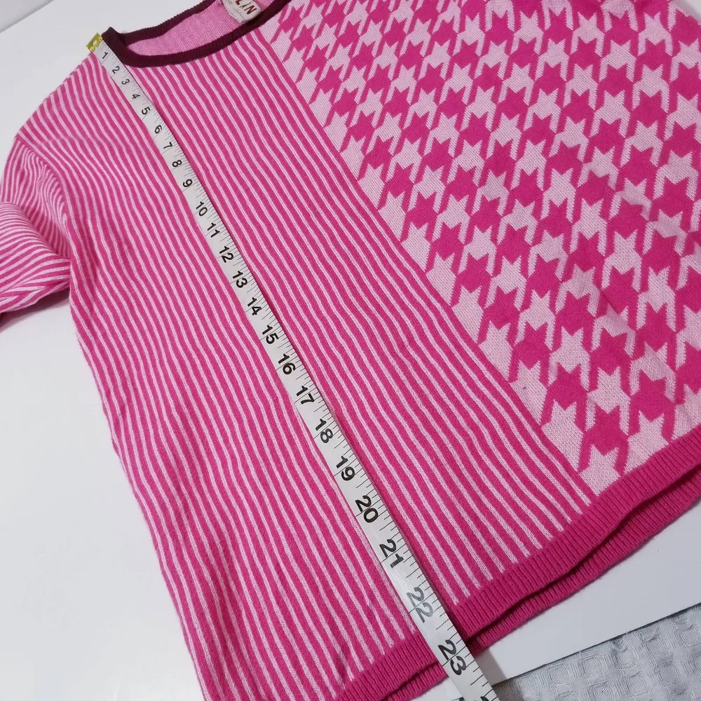 Anthropologie Dolan Striped and Houndstooth Pink Sweater - Image 5