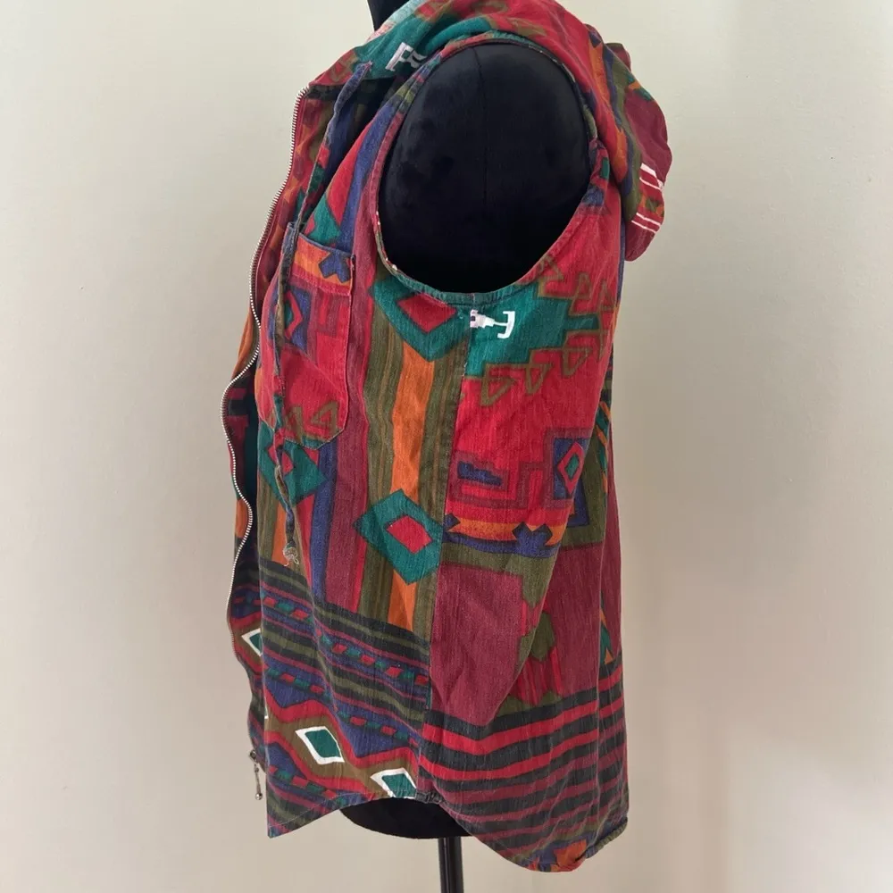 At Last Aztec Print Hoodie Vest - Image 2