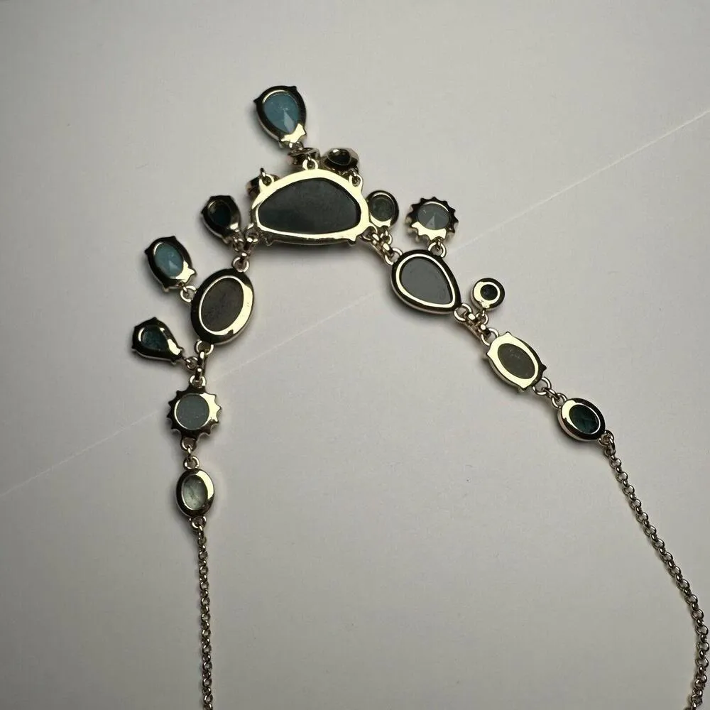 J. Crew Gold Tone Blue Green & Neutrals Necklace Adjustable Length - Image 10