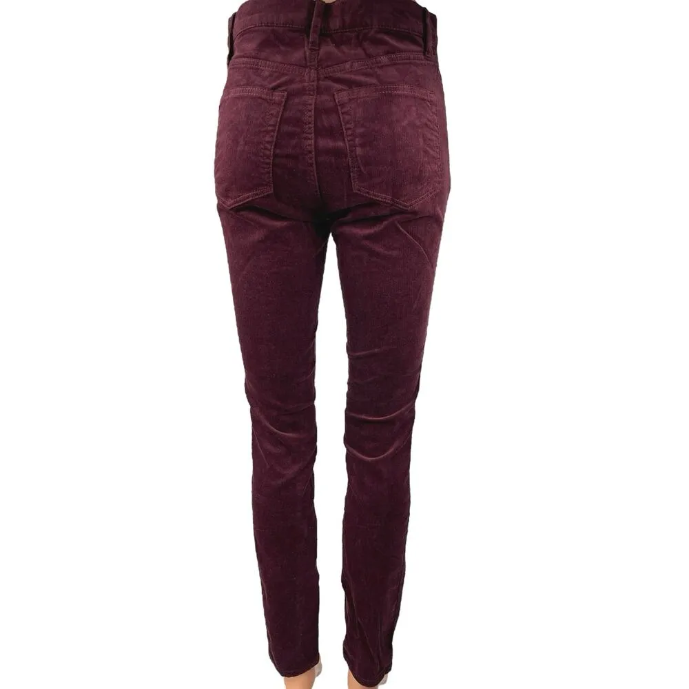 Ann Taylor LOFT Red Corduroy Velvet Velour High Rise Skinny Denim Jeans Pants 26 - Image 3