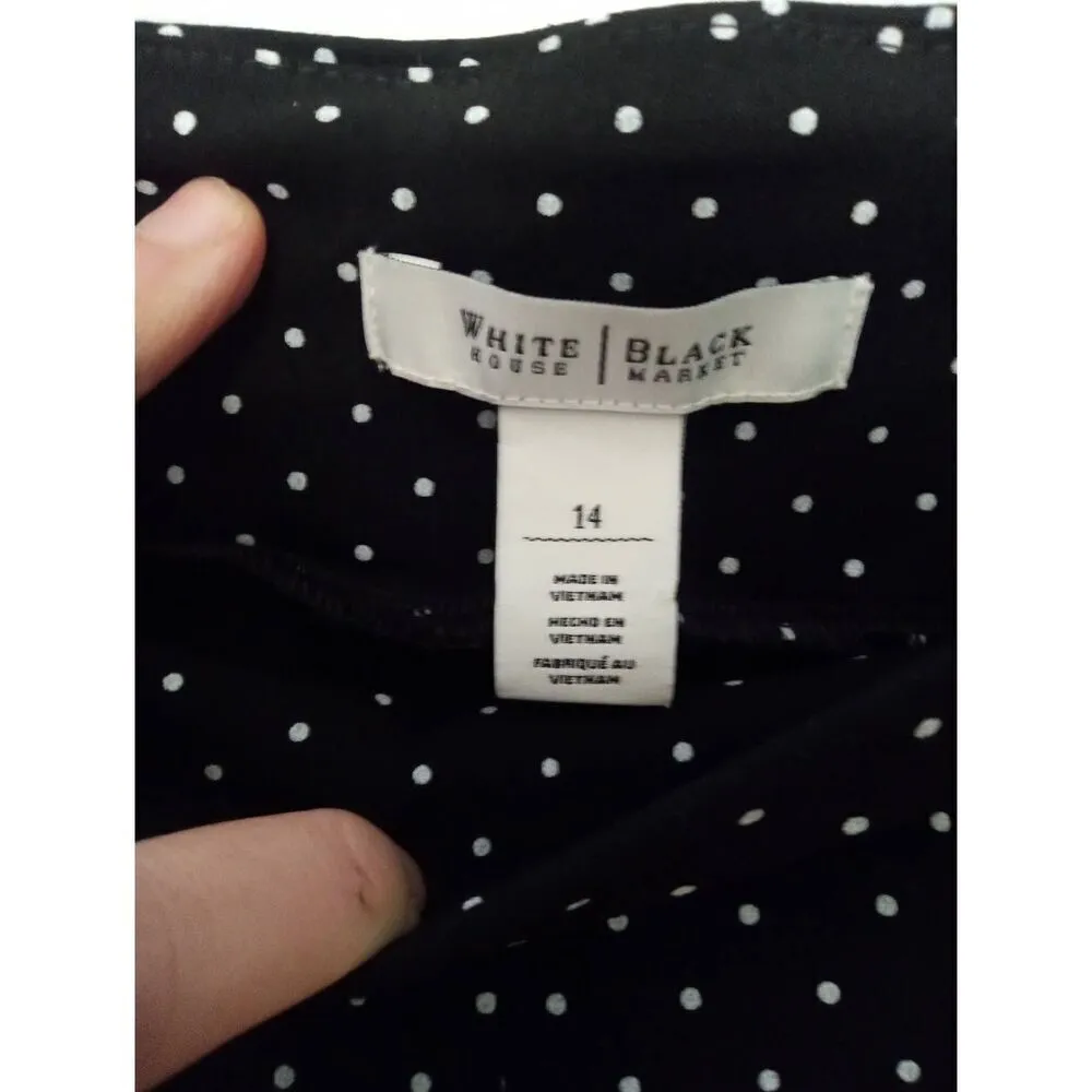 WHBM White House Black Market Size 14 Black White Polka Dot Ankle Pull On Dress - Image 2