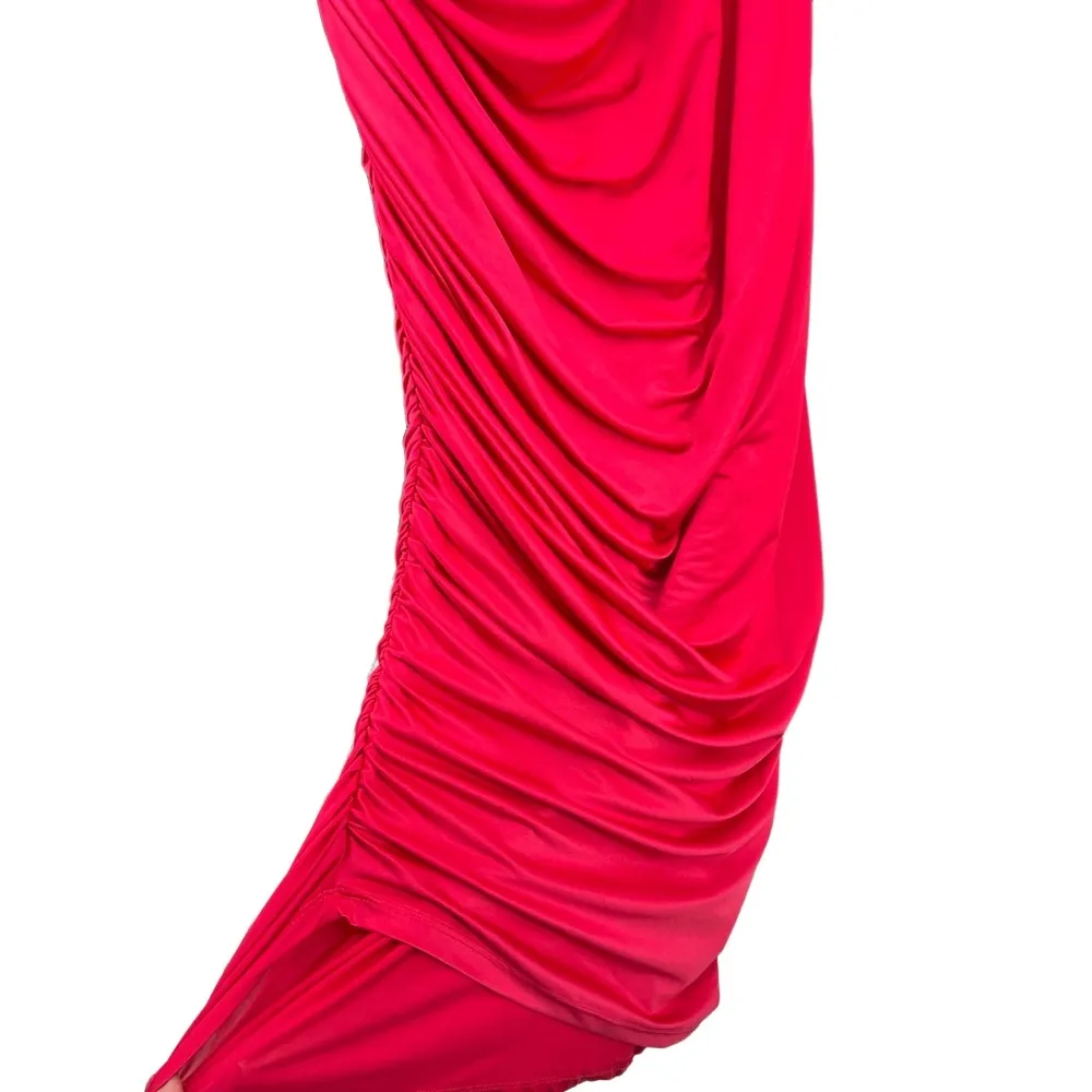 ELOQUII Dress Hot Pink One Shoulder Ruched Stretchy Bodycon Formal Cocktail 16 - Image 3