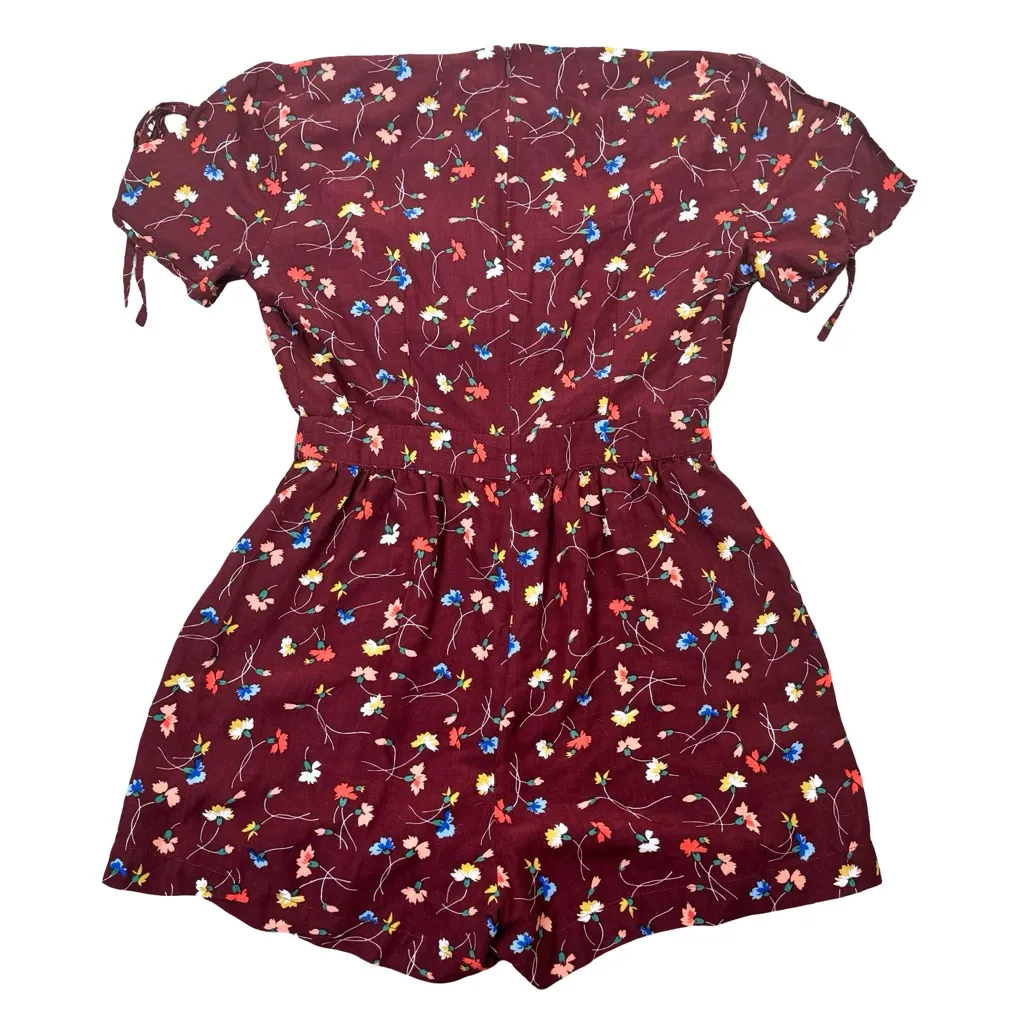 Madewell Button Front Painted Carnations Floral Shorts Romper Size 0 - Image 2