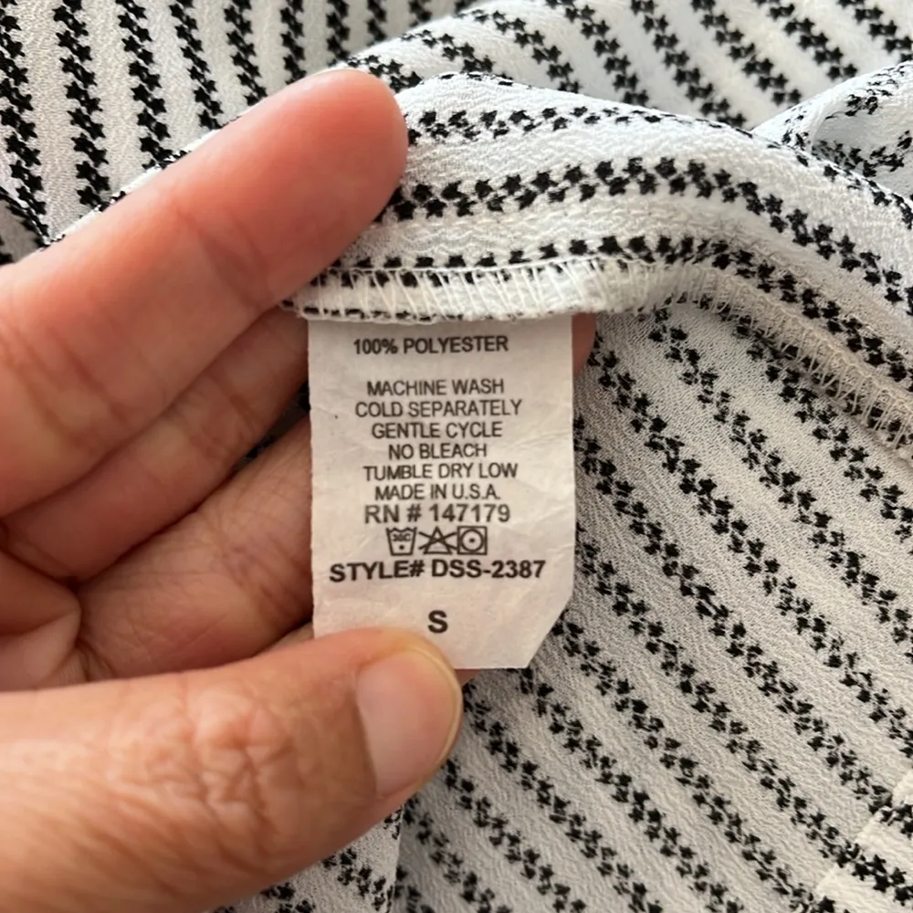 Veronica M On Off Shoulder Split Sleeve boho peasant silver stripe shift dress S - Image 11