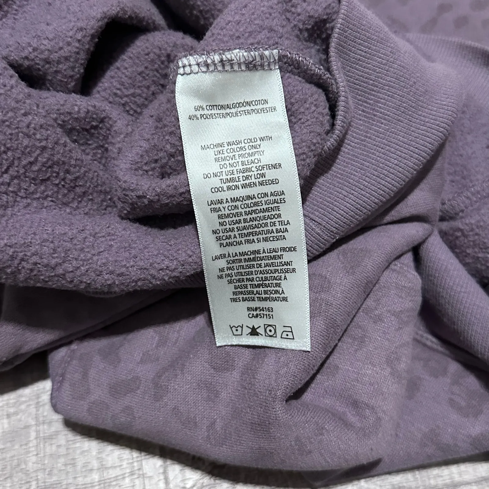 Calvin Klein Crossover Neck Hoodie Sweatshirt Womens S Purple Leopard Print - Image 8