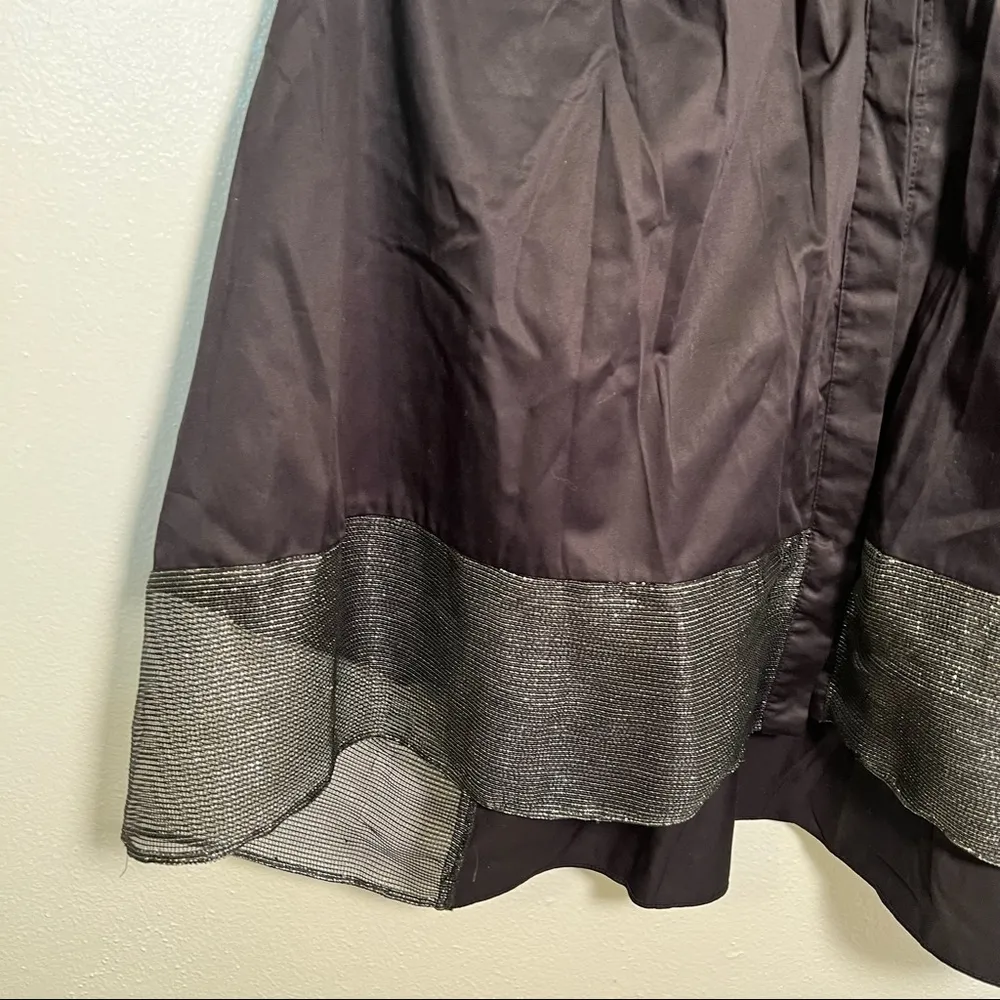 Eyedoll Button Down Swing Blouse Black Sparkle Mesh Hem Size L - Image 4