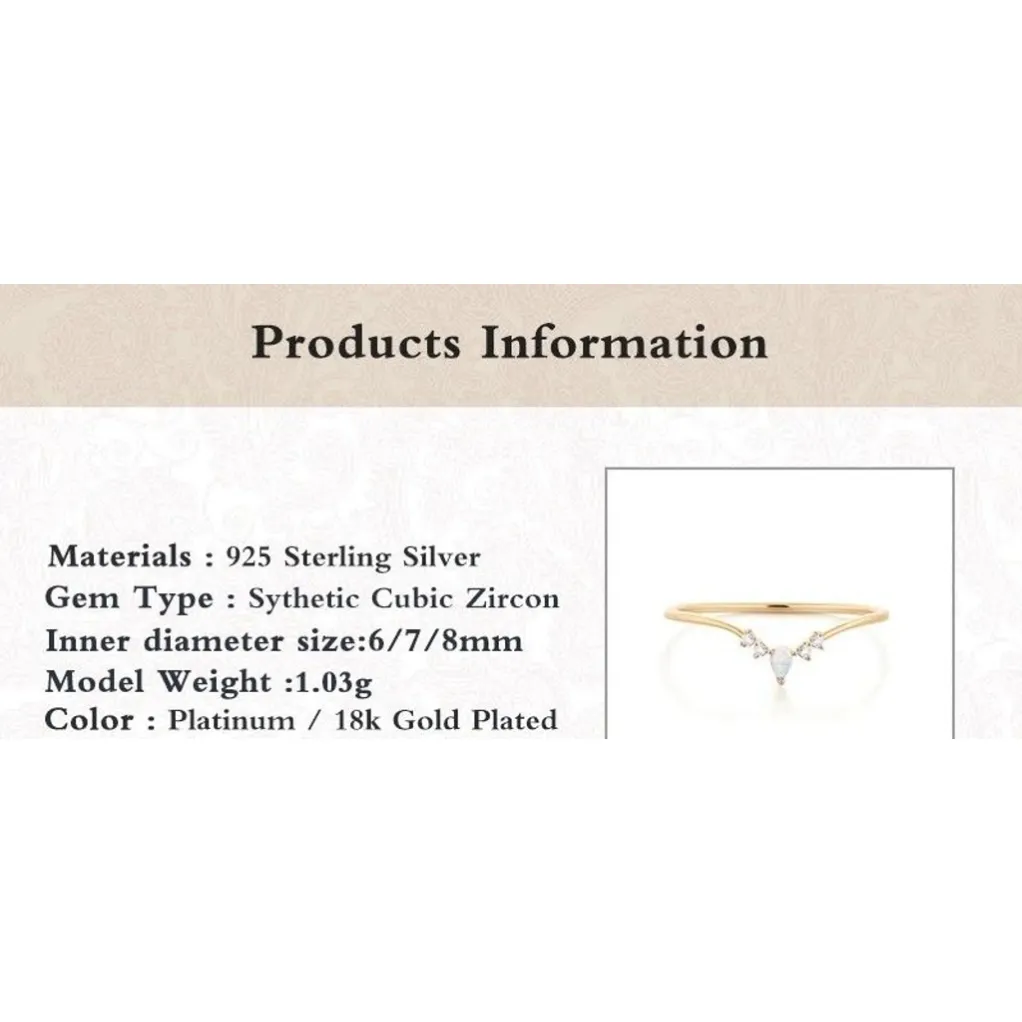 NEW Beautiful Chevron Opal Synthetic Diamond Ring, Pretty Pearl Ring, Size 6 - Image 6