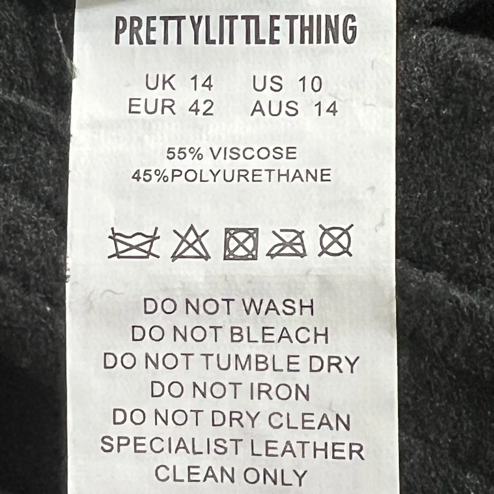 PrettyLittleThing Pants Womens 10 Black Faux Leather High Rise Wide Leg Pockets - Image 8