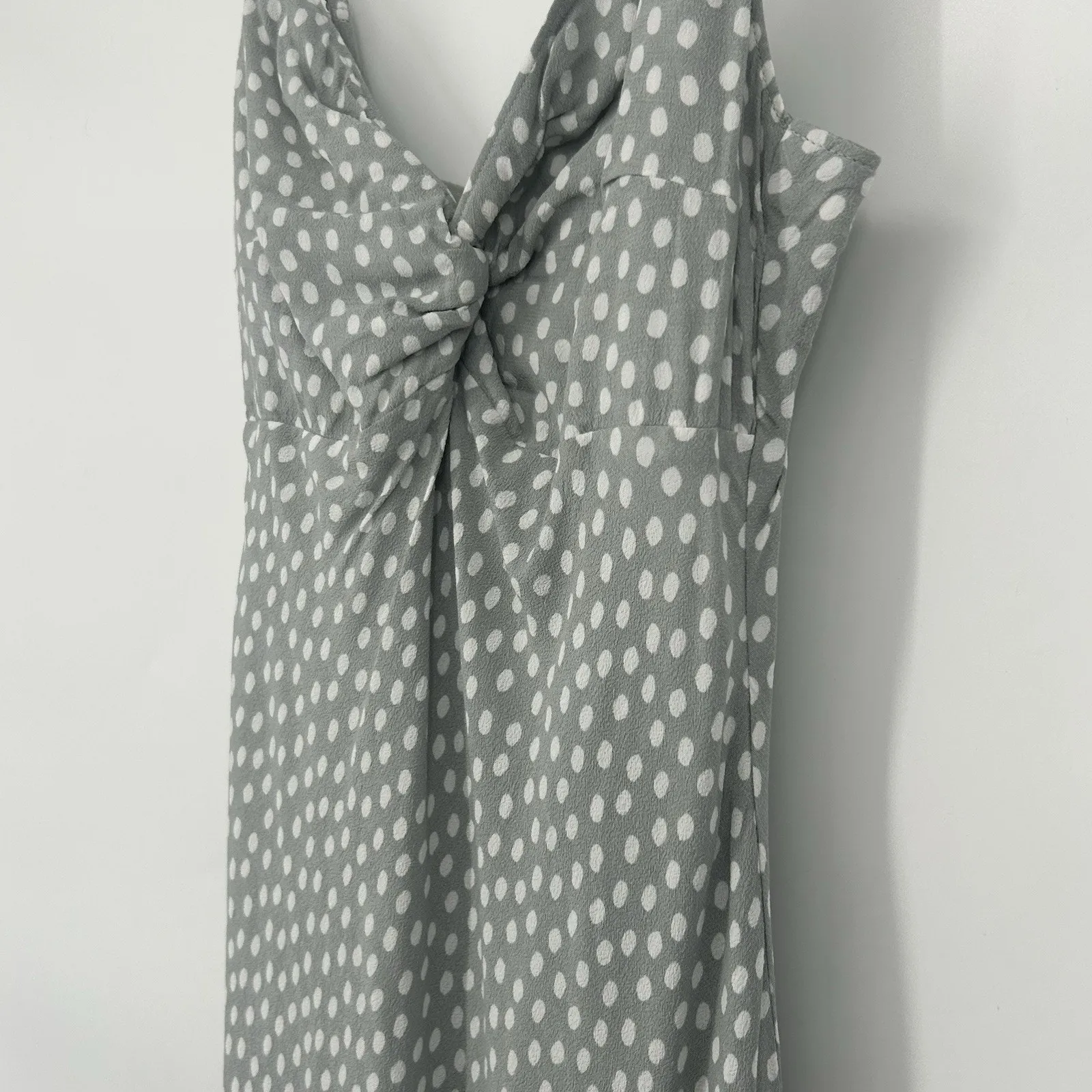 Abercrombie & Fitch Midi Slip Dress Green White Polka Dot Sleeveless Size S - Image 3