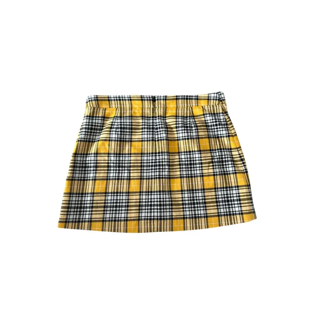 VERONICA BEARD Yellow Black Plaid Button Skirt Size 12 - Image 3