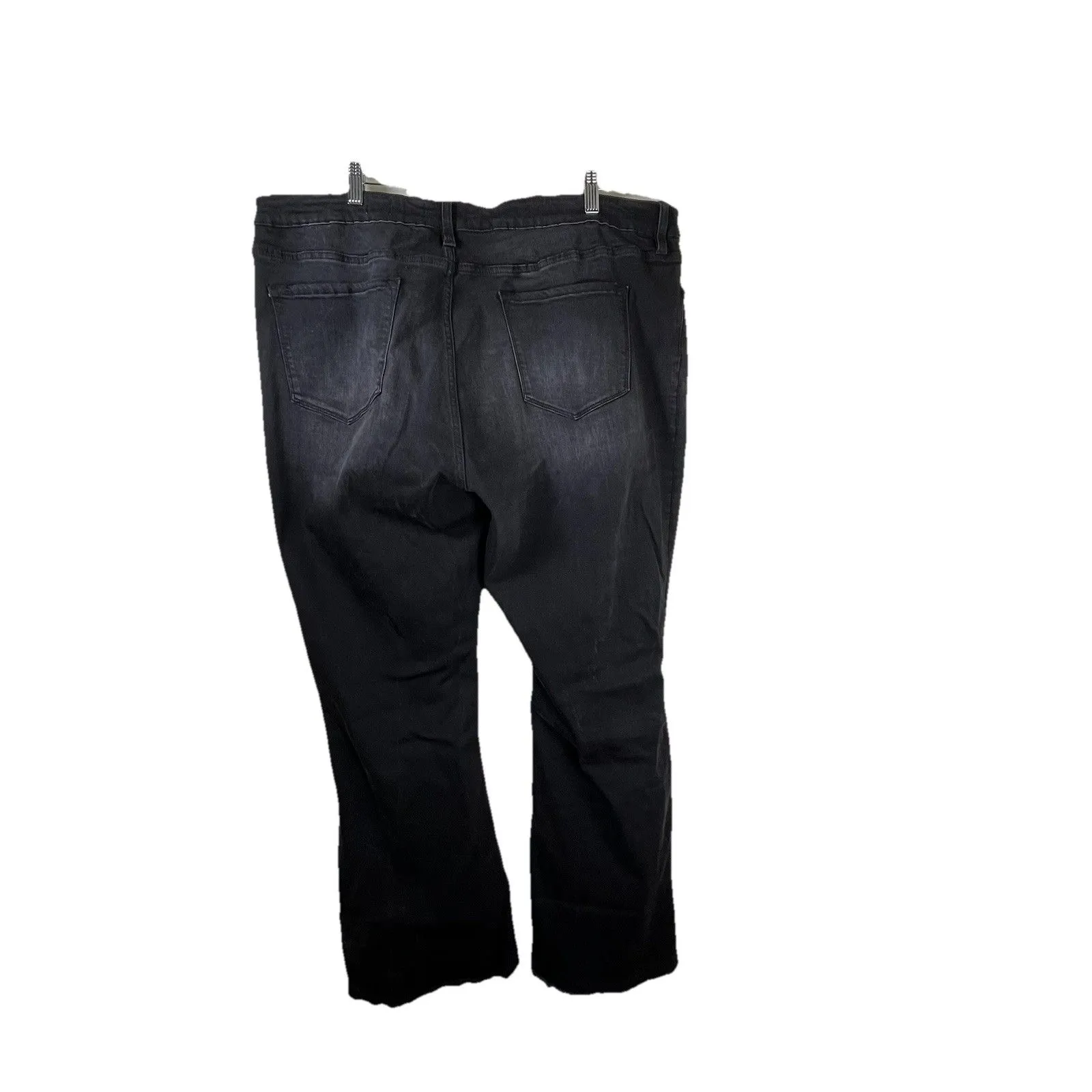 Women's Kancan Kurvy Mid Rise Plus Size 20/22 Super Flare Stretch Jeans Black - Image 4