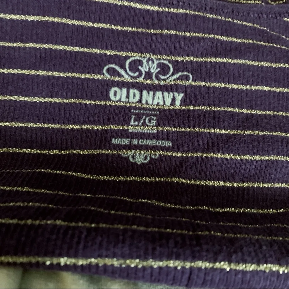 Old Navy Vintage Purple & Gold Striped Tank L - Image 3