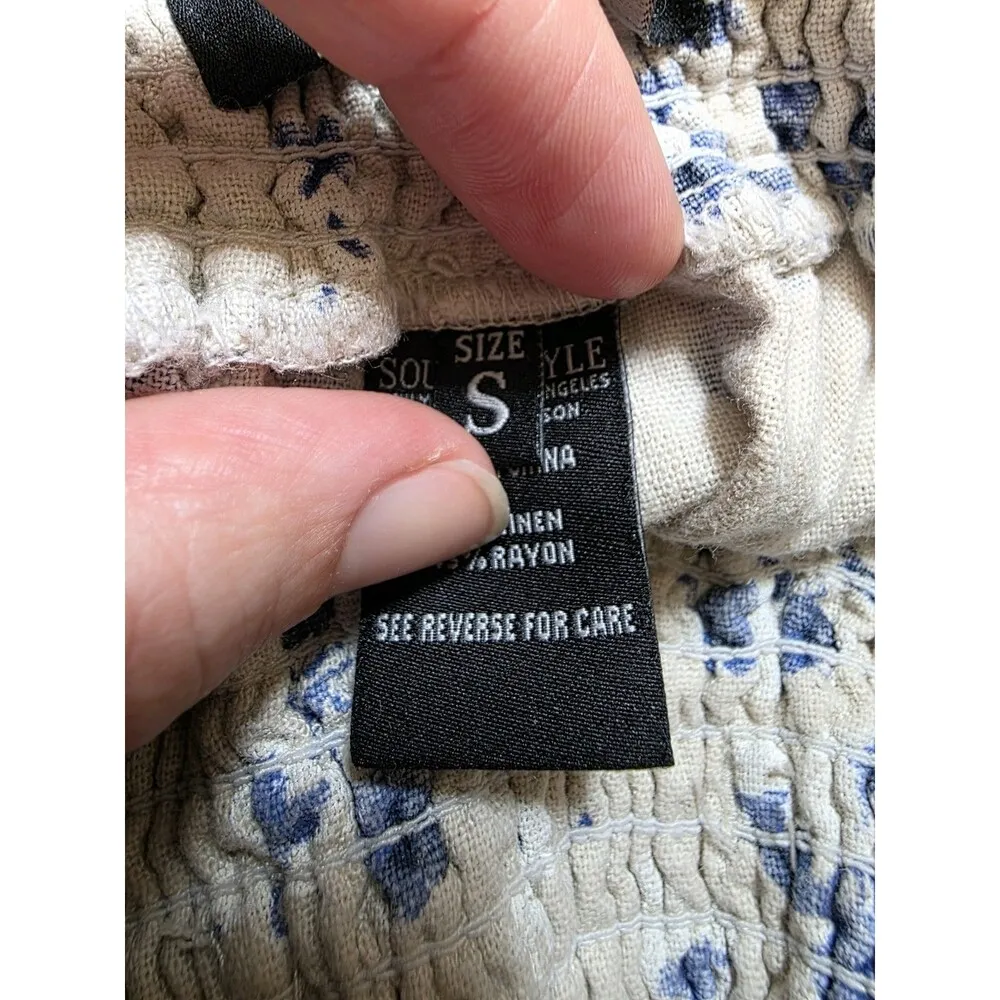 Sound Style Beau Dawson Pants Women Small Linen Blend Wide Leg Pull - Image 5