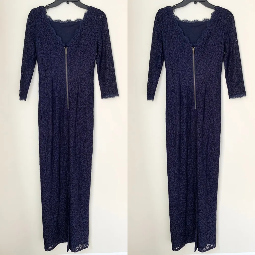 Adrianna Papell Scalloped Lace Gown Dress - Image 8