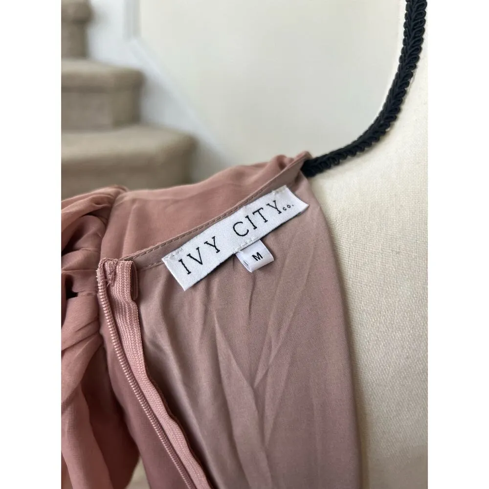 Ivy City Co. Lillie Mauve Pink "Dusty Rose" Flutter Sleeve Wrap Front Dress Size M - Image 5