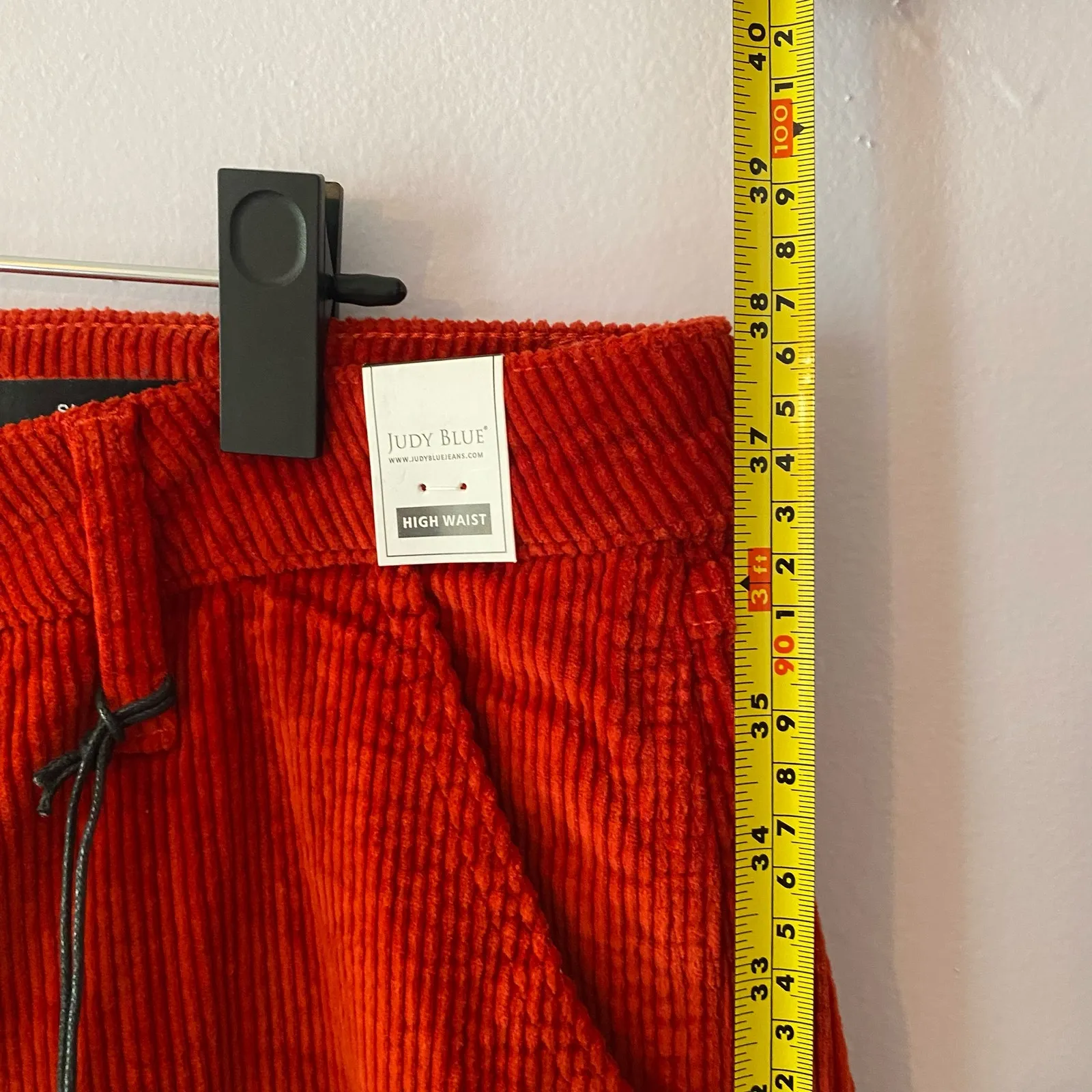 NWT Judy Blue Slim Fit High Waist Red Corduroy Pants Carpenter Women's size 32 - Image 9