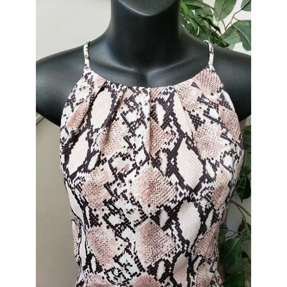 Lush Jumpsuit Womens Medium Multicolor Snakeskin Print Drawstring Waist Wide Leg - Image 12