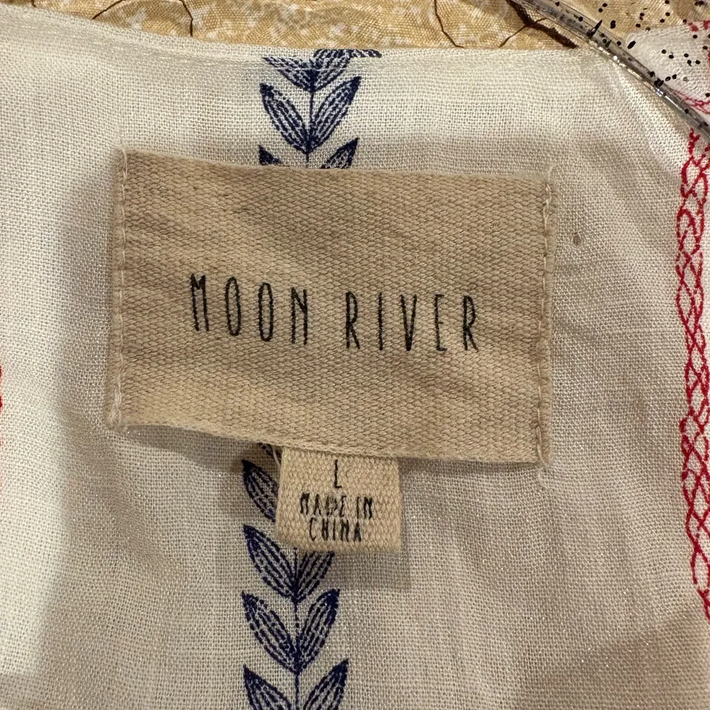 Anthropologie Moon River Wynnifred Blue & White Striped Off-the-Shoulder Romper - Image 7