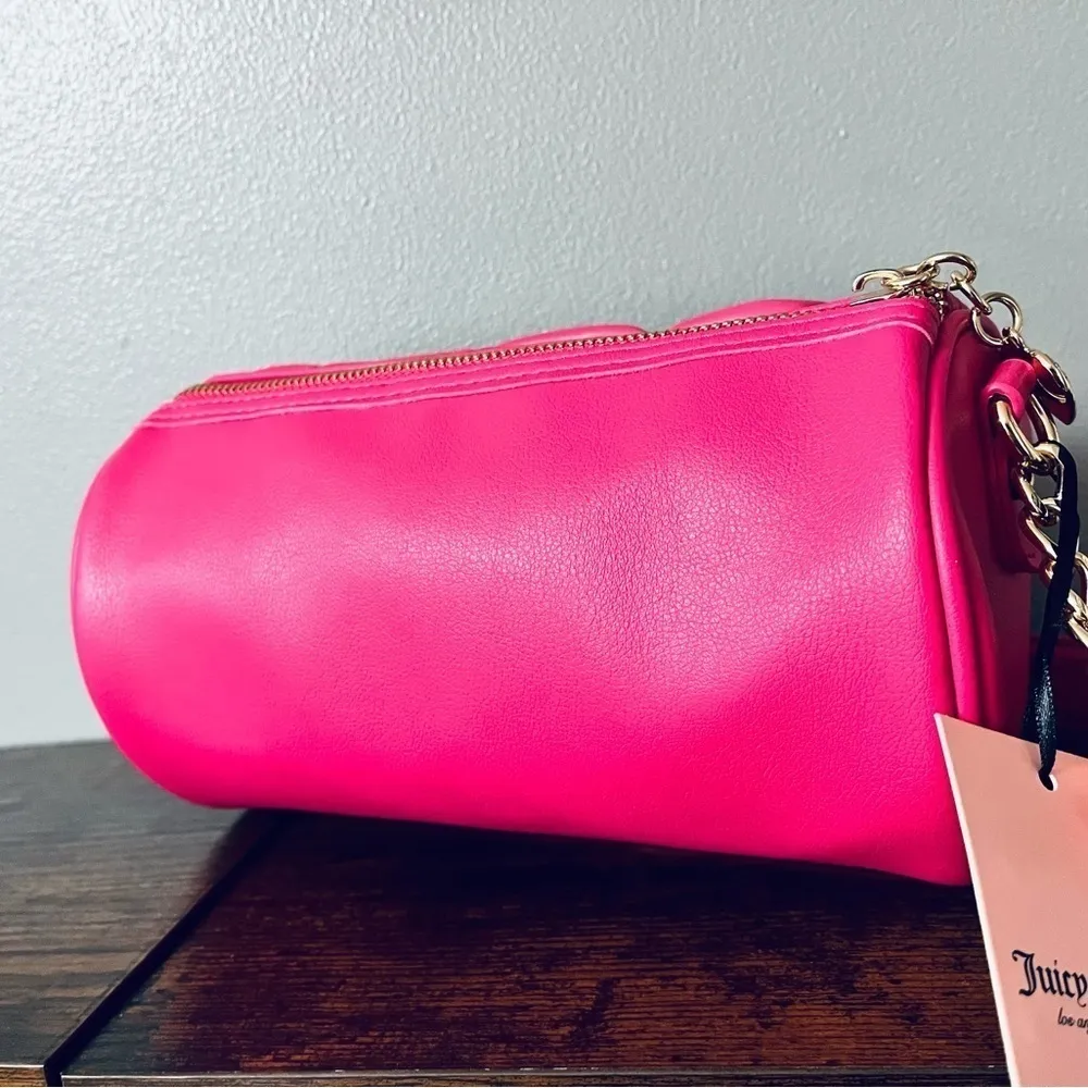 Juicy Couture Pink Flash Run the World Ruched Barrel Shoulder Bag NWT - Image 6
