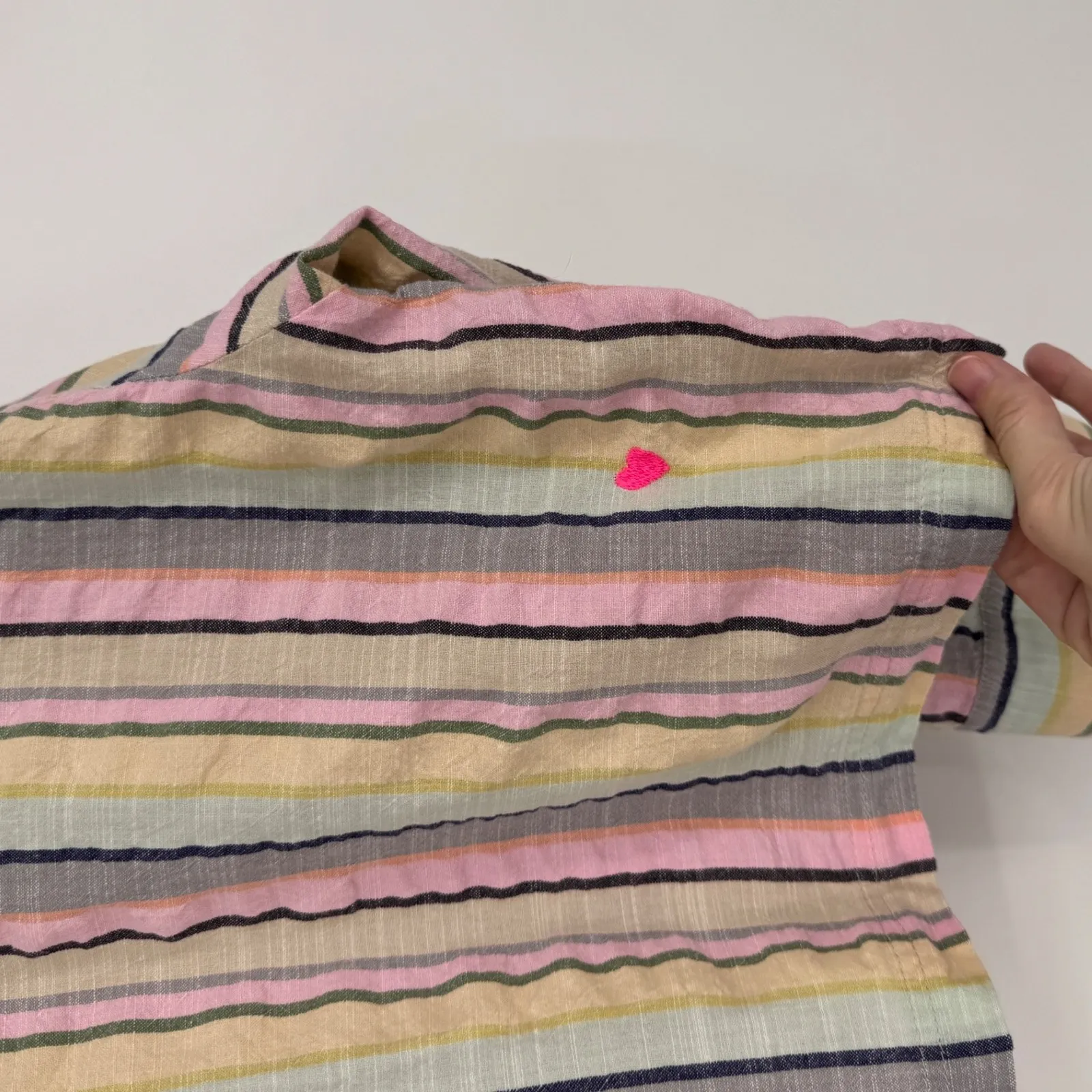 Kerri Rosenthal Sherri Stripe Shirt Small Multicolor Cotton Button Down Heart Pink - Image 12