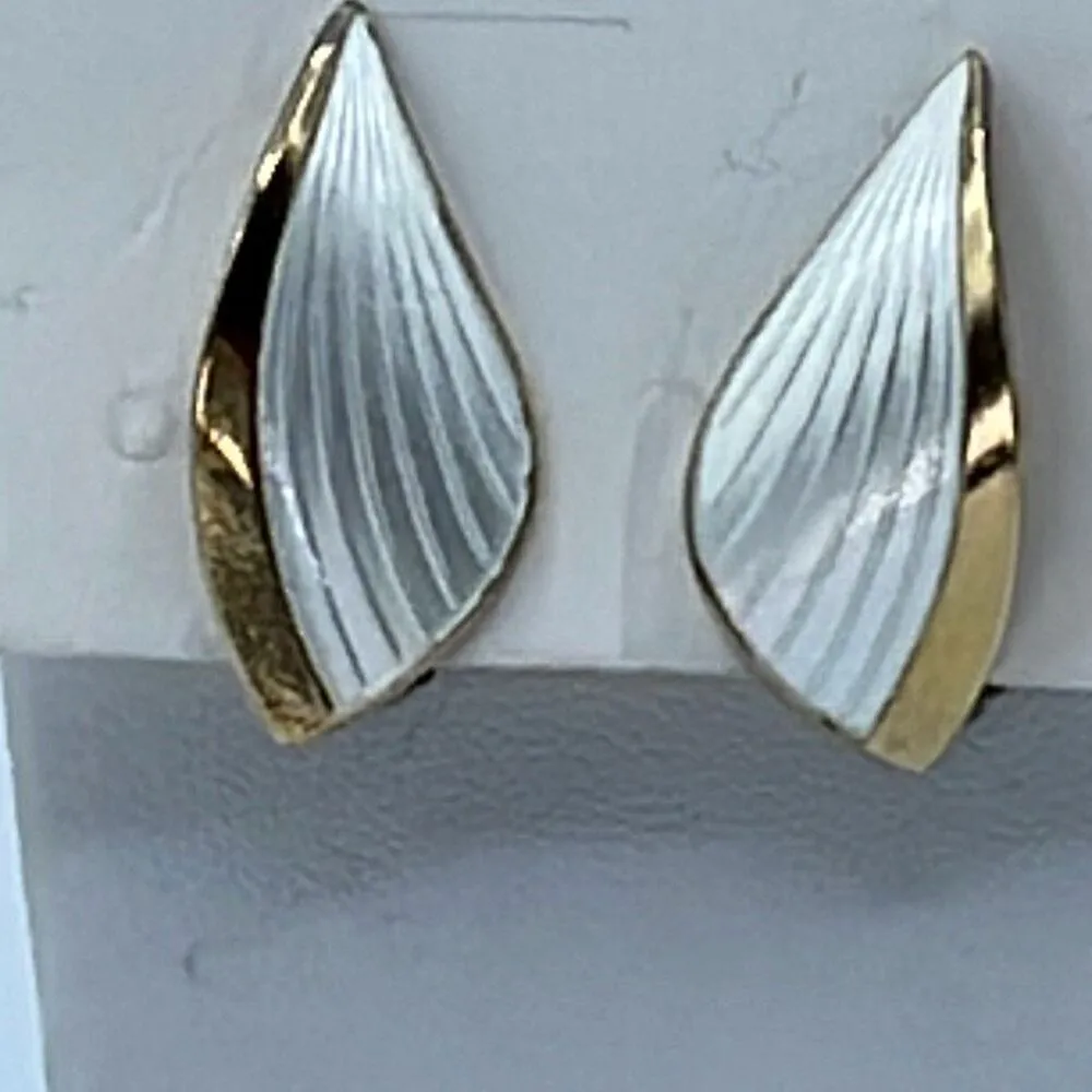 Vintage Norwegian Albert Scharning gold vermeil Guilloche’ earrings - Image 2