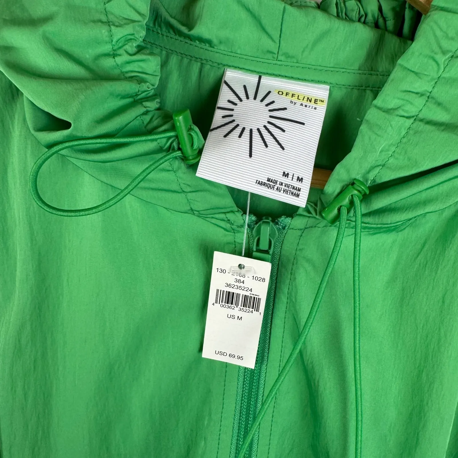 Offline by Aerie Windbreaker Medium Green Hoodie‎ Pullover Half Zip Lightweight - Image 5