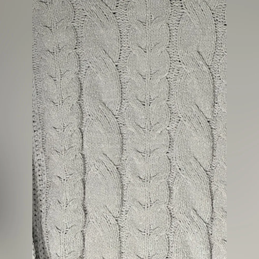 HIPPIE ROSE Chenille Collared Quarter-Zip Cable-Knit Sweater - Image 4