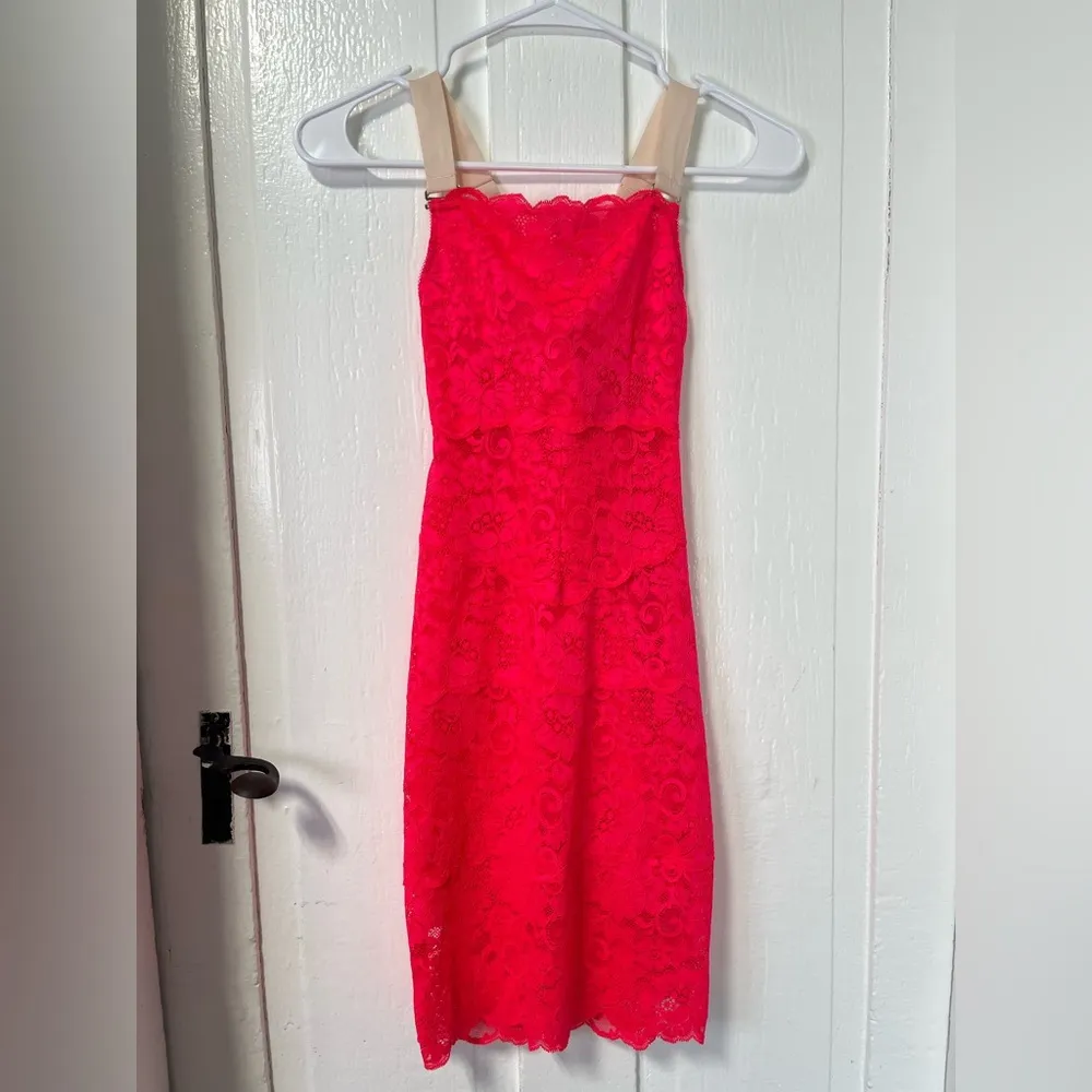 NWT We are Hah hot pink lace mini dress with built in support size XS - Image 4