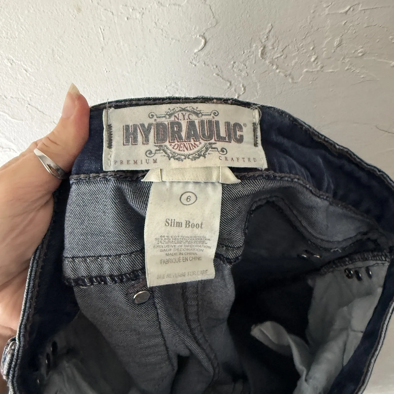 Hydraulic Jeans Y2k 6 Blue Slim Boot Gramercy Embroidered Pockets Denim Pants - Image 8