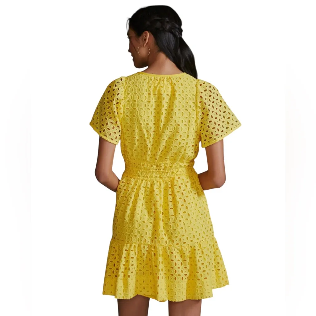 Anthropologie - Somerset Eyelet Mini Dress  Yellow Sz 4 - Image 2