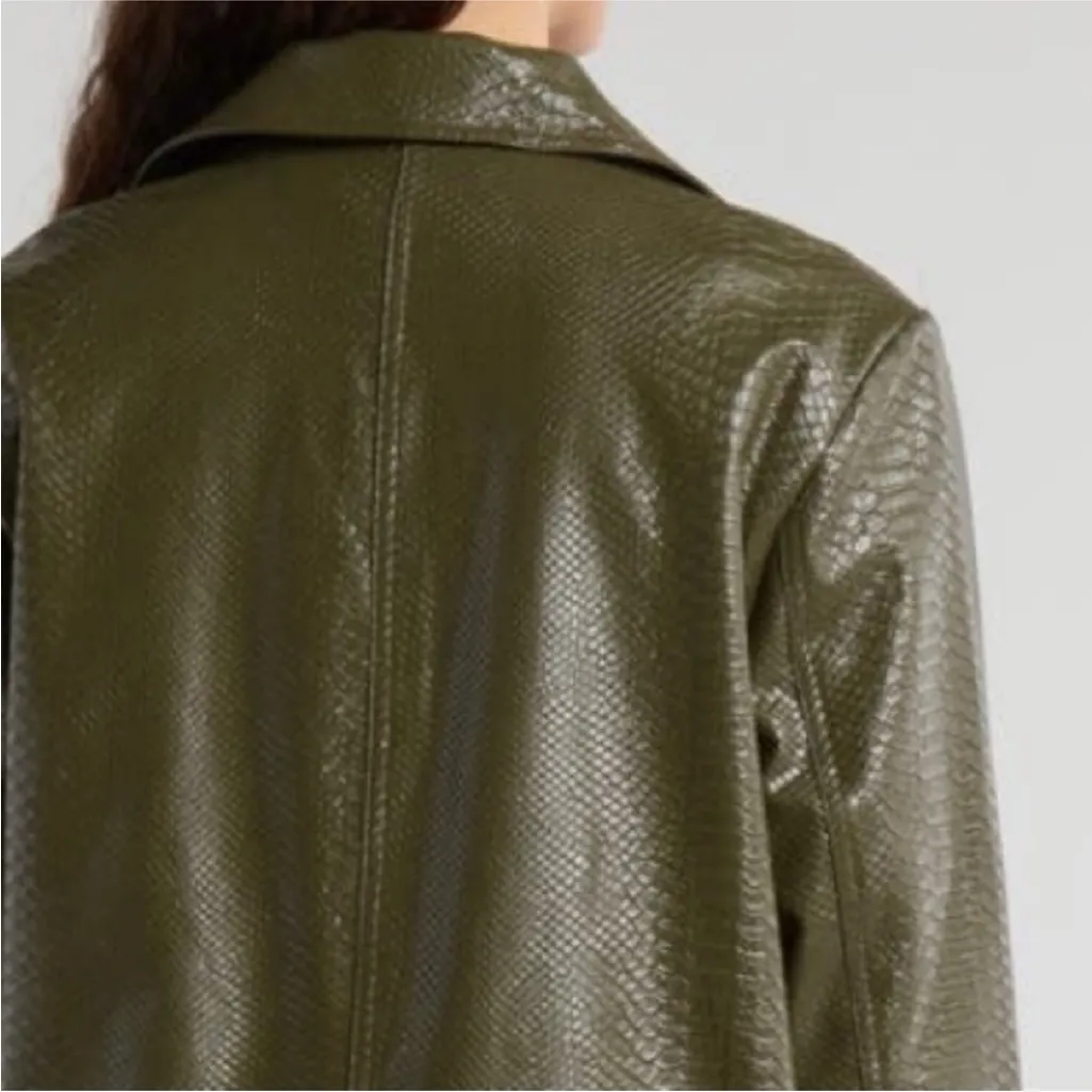 NWT BLANKNYC Snakeskin Embossed Faux Leather Trench Coat Sz XS - Image 3