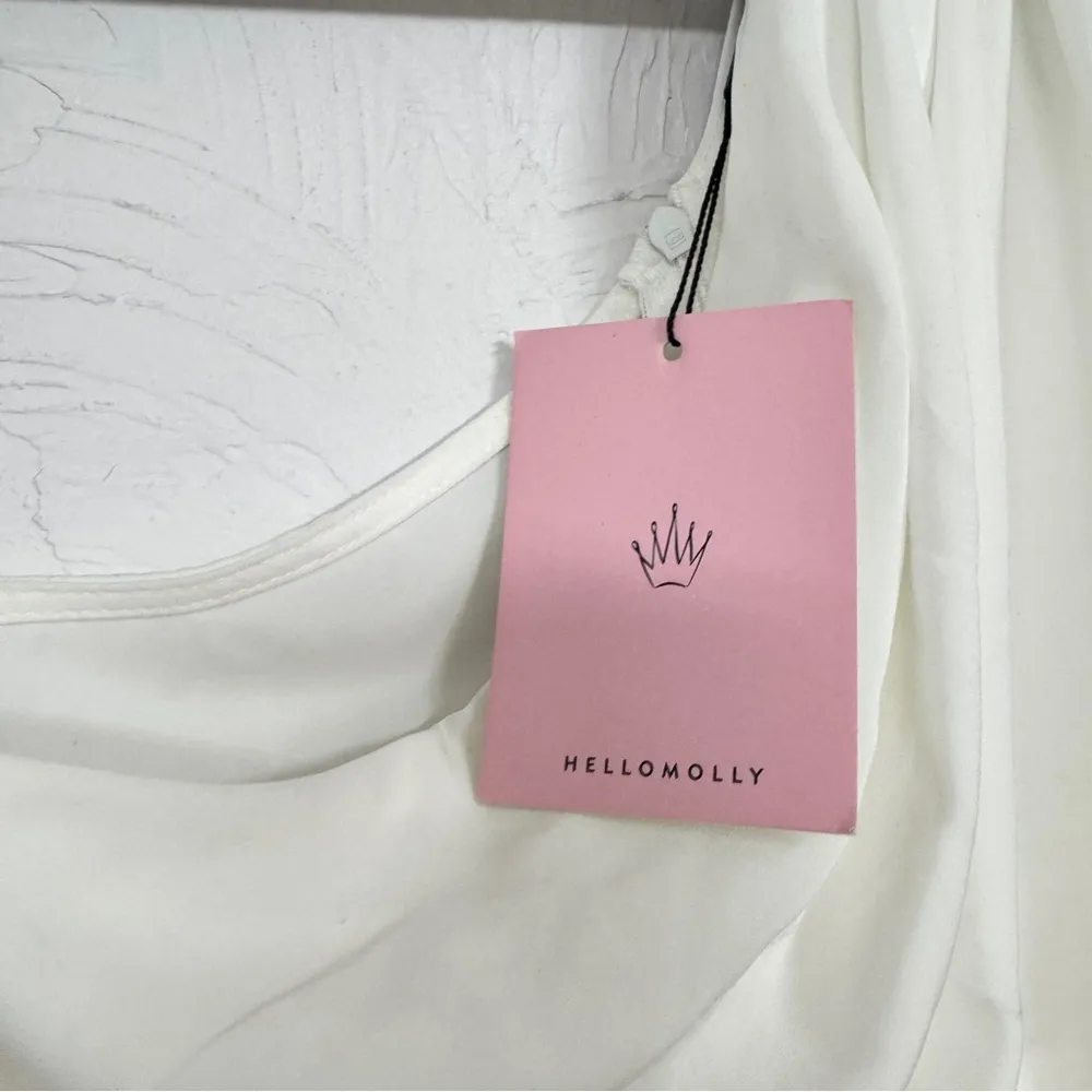 Hello Molly Not Fair On Me White One Shoulder Mini Dress Womens 6 Ruched Ruffled - Image 7