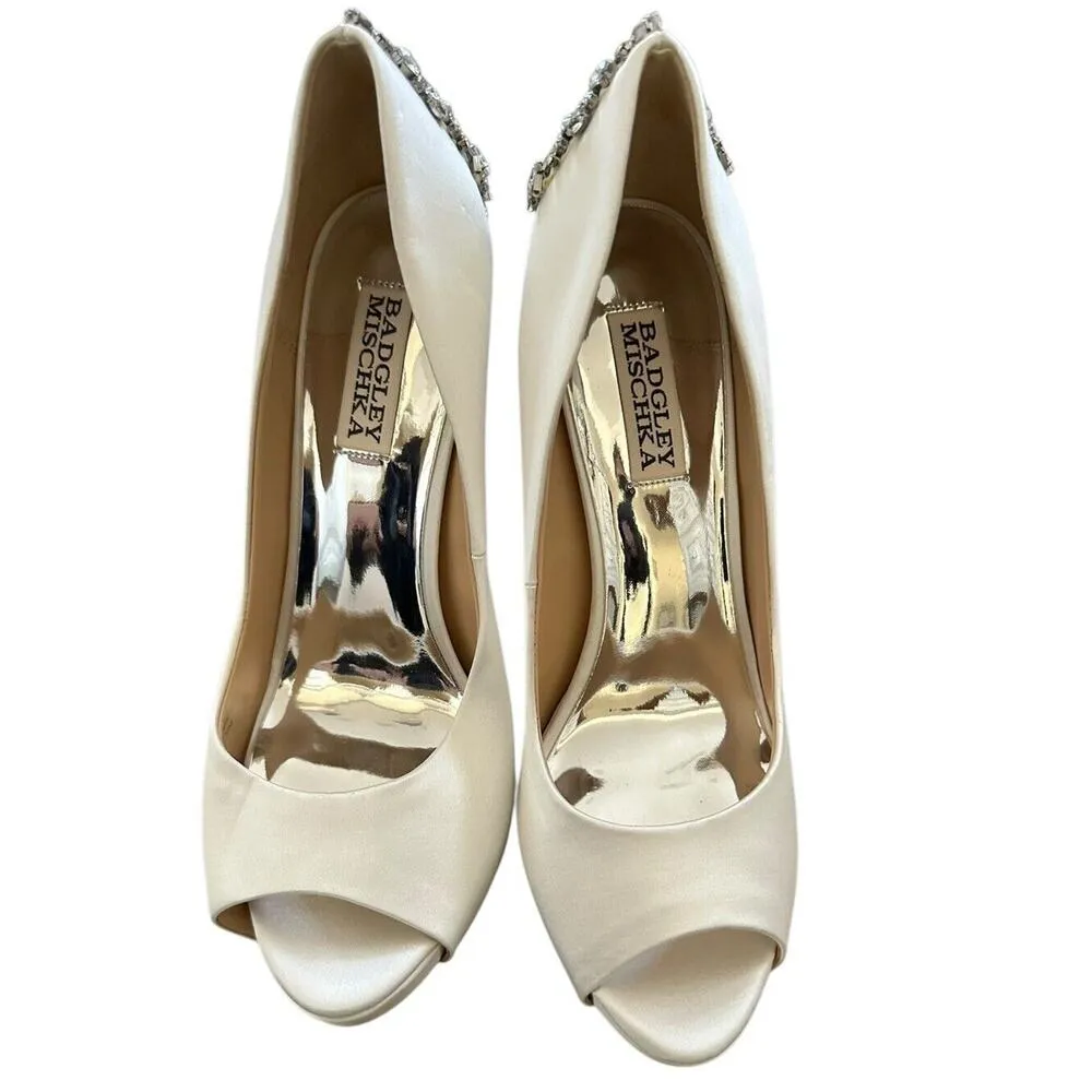 BADGLEY MISCHKA Kiara Embellished Peep-toe Pump size 8 - Image 3