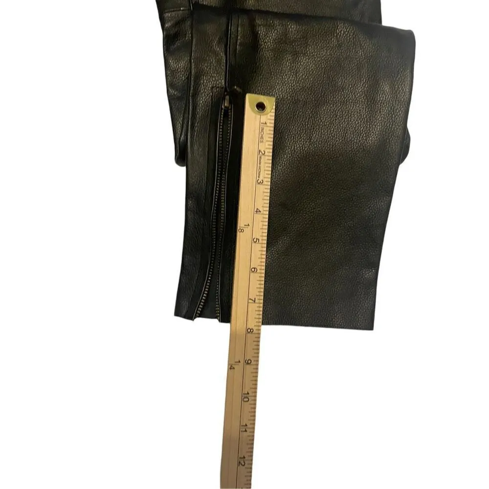 Meign Armour Women’s Heavy Moto Bike Leather Pants Black Size 32 Black - Image 3