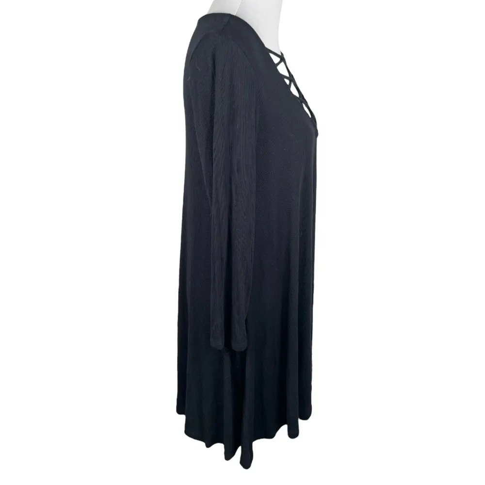 American Eagle Ribbed Dress Black Size Large - Image 4