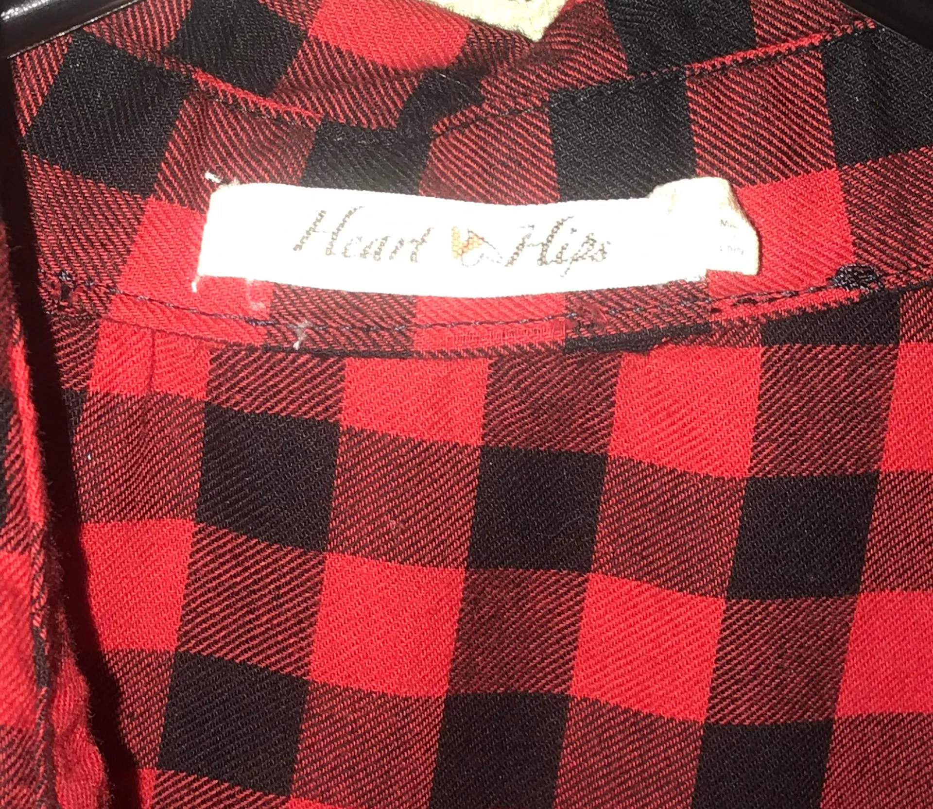 Heart and Hips Black and Red Checker Button-up S - Image 4